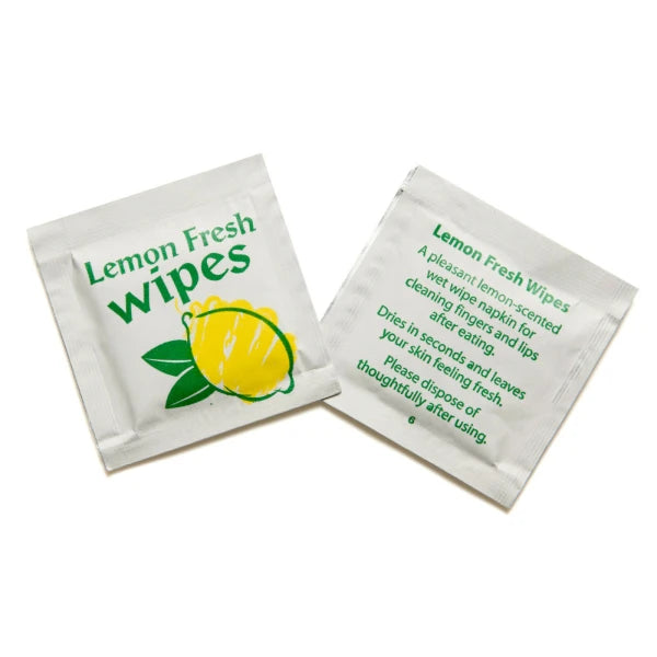 Wet Wipes 25 X Fresh Lemon Scented Handy Wet Wipes Individually