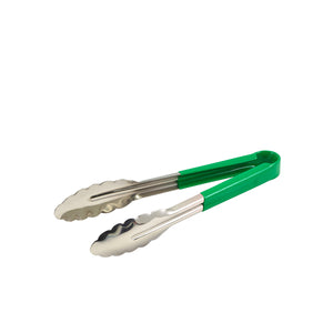 Colour Coded Stainless Steel Tongs Green 23cm 