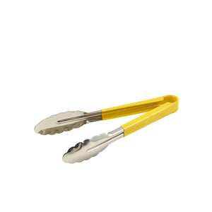 Colour Coded Stainless Steel Tongs Yellow 23cm 